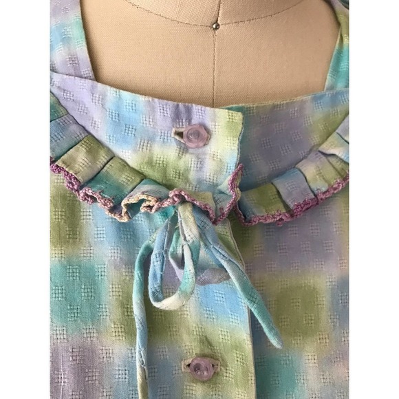 60s Vintage Pastel Splotch Day Dress A Line Floral - Picture 6 of 10